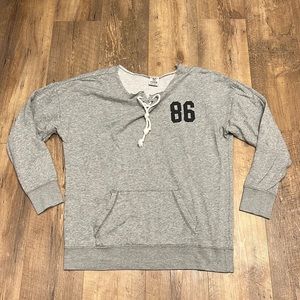 PINK by Victoria’s Secret Lace-up, off the shoulder style Gray “86” sweatshirt❤️